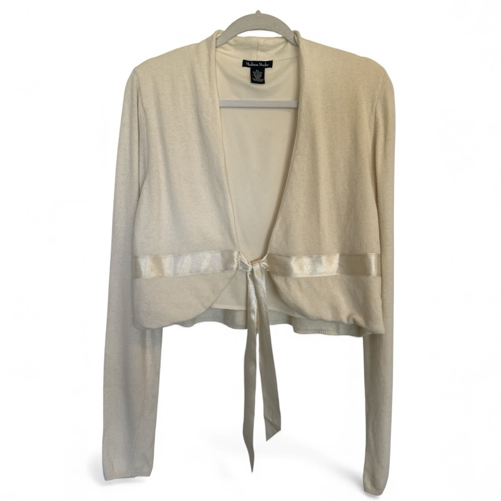 Fancy Madison Studio Ribbon Tie Cropped Cardigan Shrug XL